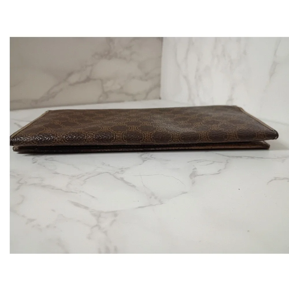 CELINE Vintage Brown Monogram Macadam Long Bifold Wallet